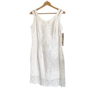 vintage jessica McClintock white brocade lace hem bridal knee lenght dress